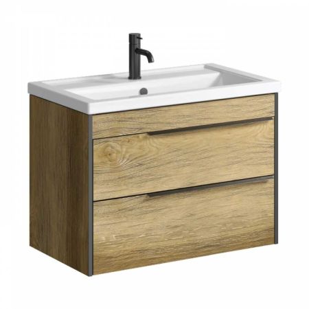 Тумба подвесная FARGO FRG0108DB дуб балтийский +  умывальник Фостер 80