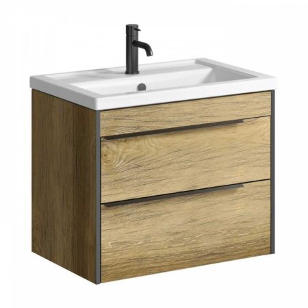 Тумба подвесная FARGO FRG0106DB дуб балтийский +  умывальник Фостер 60