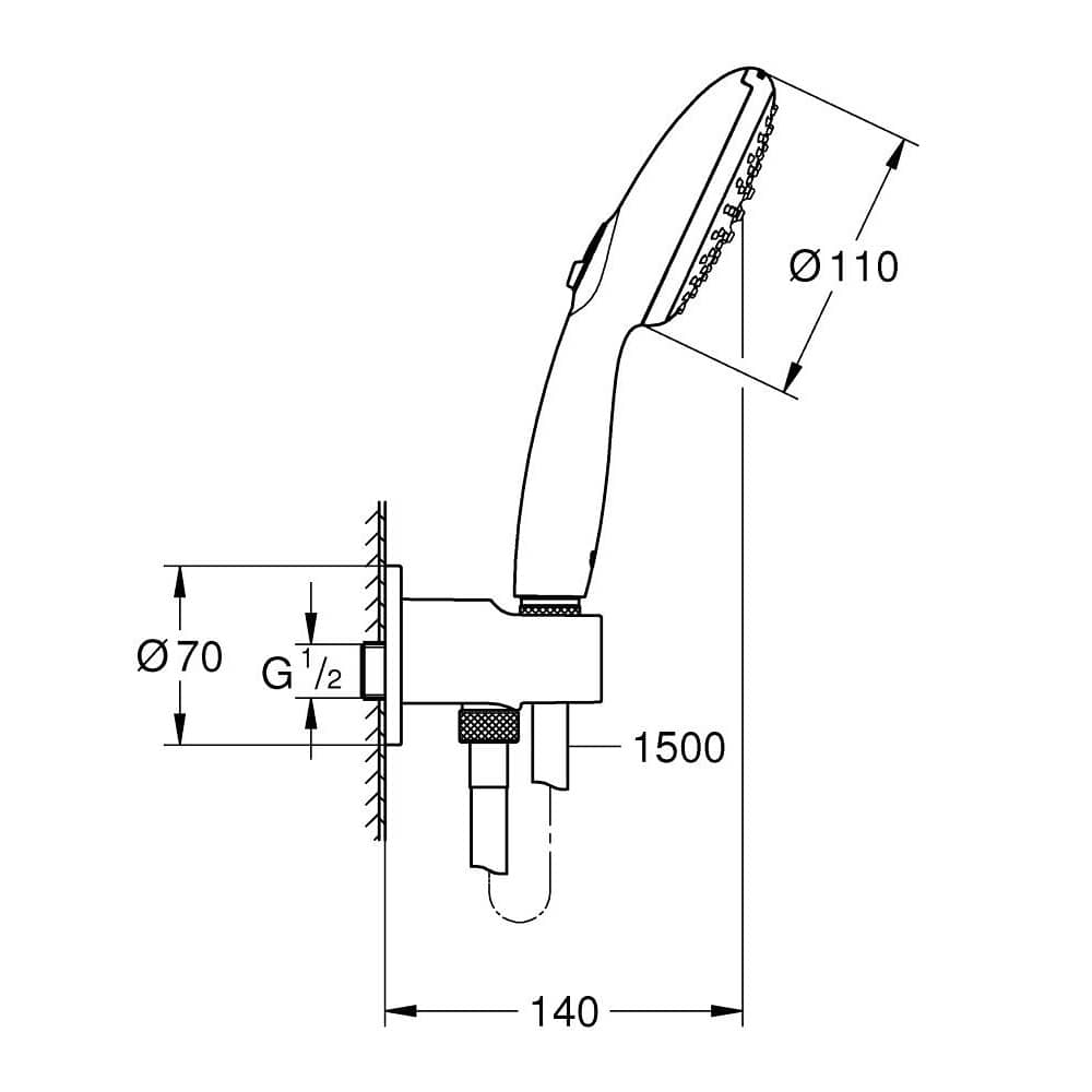 Душевой набор GROHE Tempesta 110 26406003, ручной душ с держателем, шланг, хром***
