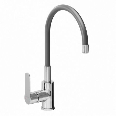 Смеситель для кухни AVRORA Kitchen AV9002B с высоким гибким изливом, черный***