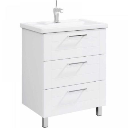 Тумба напольная Манчестер MAN01073 белый +  умывальник Фостер 70