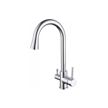 Смеситель для кухни Aquatek AQ1085CR с подключением к фильтру воды, полукруглый излив, хром