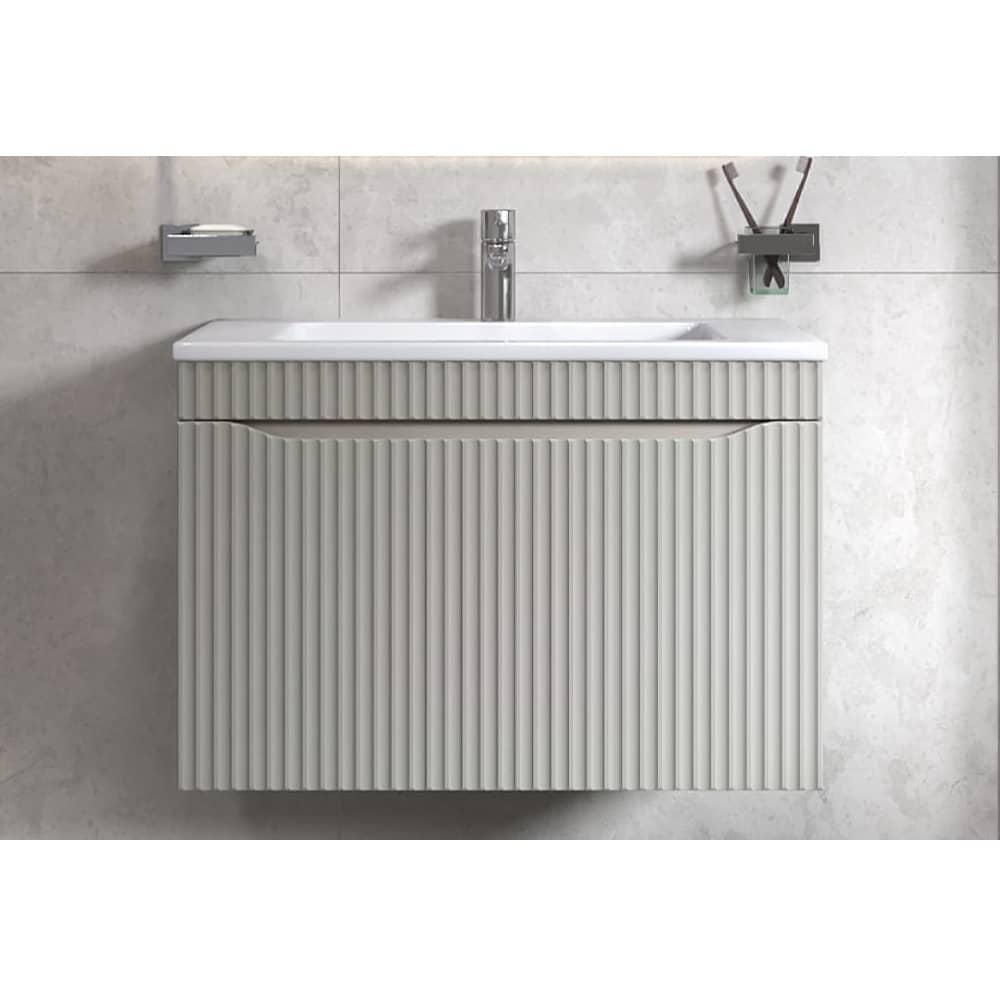 Подвесная тумба Velvex Alba 800-0-1 (Madera Modul) тирамису с раковиной Modul 80