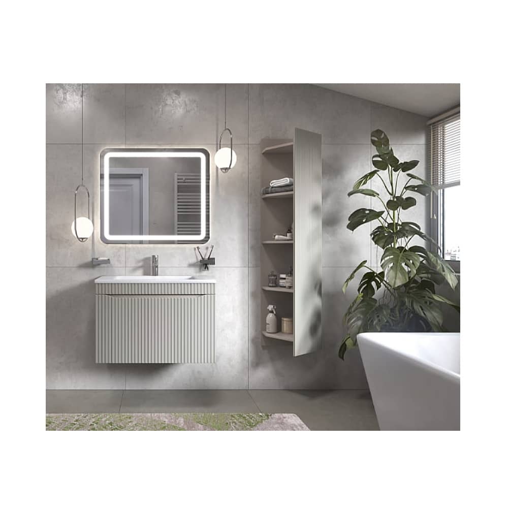 Подвесная тумба Velvex Alba 800-0-1 (Madera Modul) тирамису с раковиной Modul 80