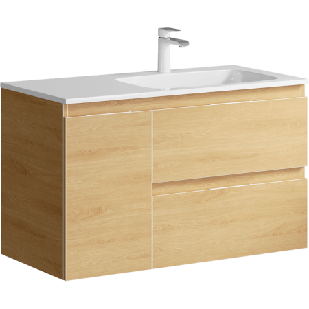 Тумба подвесная Accent 90 ACC0109RDZ дуб золотой, правая +  умывальник Malaga 900R