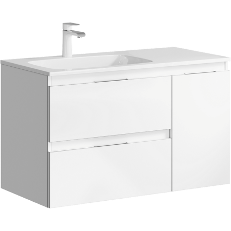 Тумба подвесная Accent 90 ACC0109LW белая, левая +  умывальник Malaga 900L