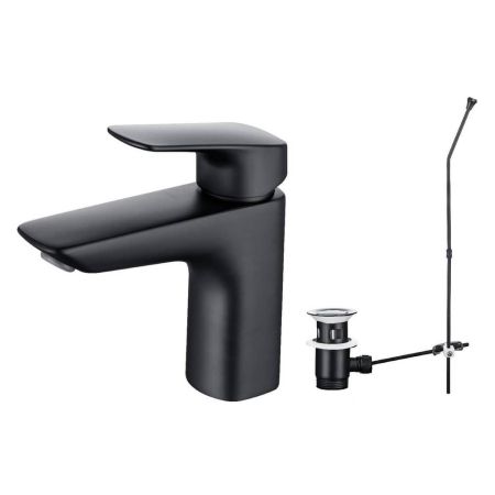 Смеситель для раковины Aquatek Вега AQ1011MB 97 мм с донным клапаном, черный матовый