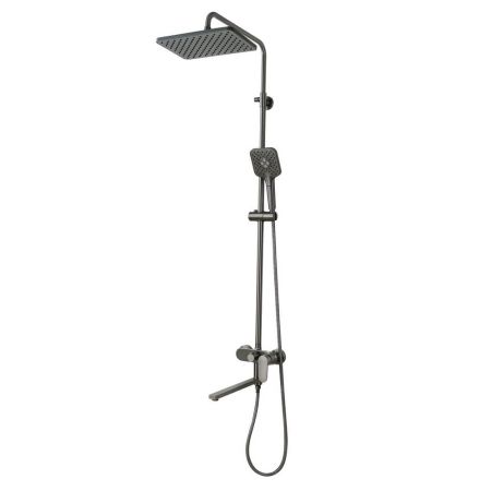 Душевая система 3 jet с длинным изливом и верхним душем Aquatek Ника AQ2840BGM, оружейная сталь