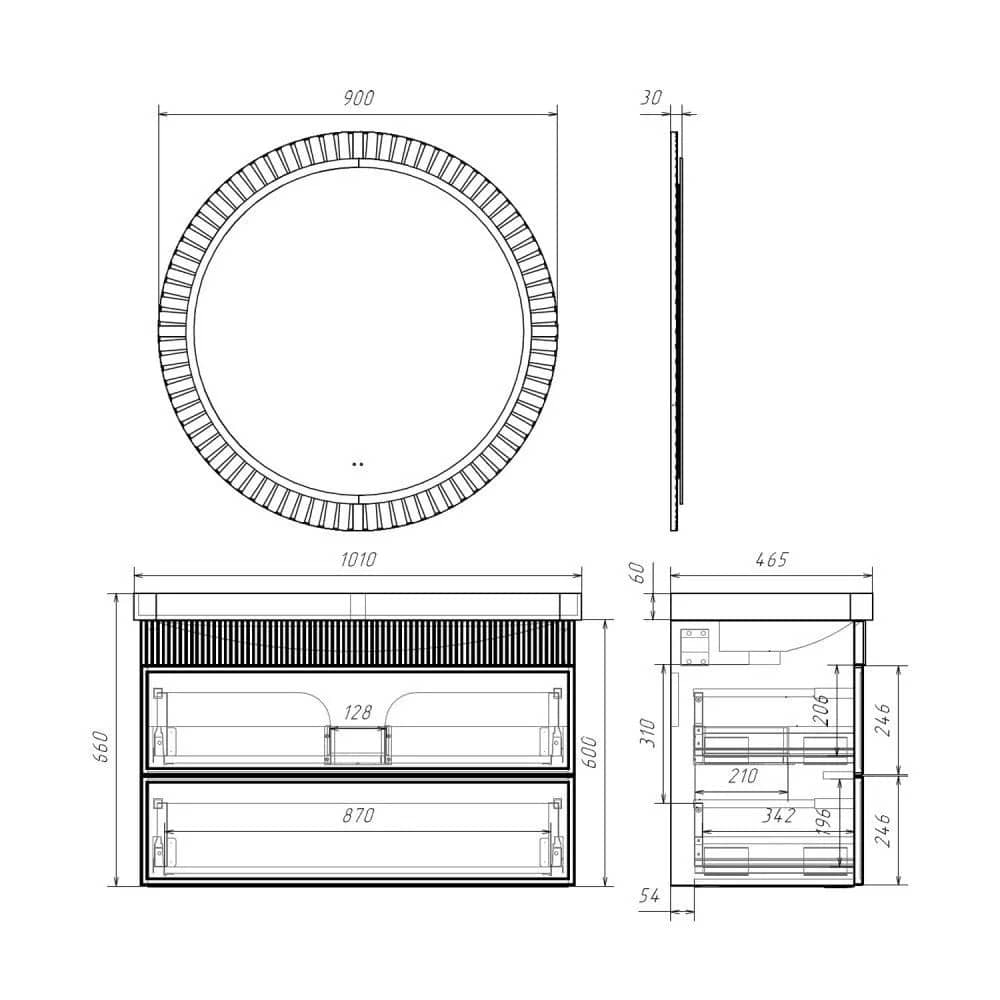 Тумба-умывальник Comforty Мадрид-100M2(Н) серый шёлк c раковиной CF19595BX-100