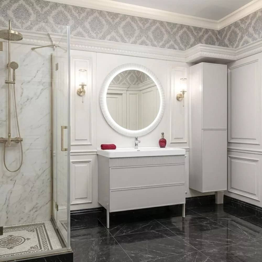 Тумба-умывальник Comforty Мадрид-100M2(Н) серый шёлк c раковиной CF19595BX-100