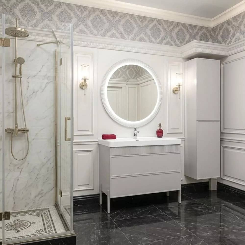 Тумба-умывальник Comforty Мадрид-100M2(Н) серый шёлк c раковиной CF19595BX-100