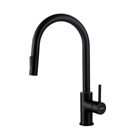 Смеситель для кухни с вытяжным изливом 2 jet Aquatek Европа AQ1384MB, черный матовый