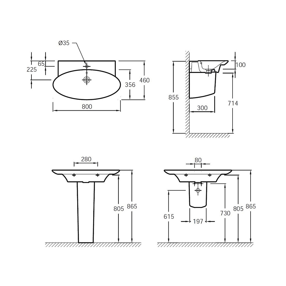 Умывальник JD PRESQU`ILE E4437-00 подвесной 80х46 см (снят с пр-ва) РАСПРОДАЖА витринный экземпляр
