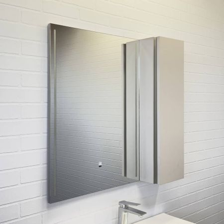 Зеркало-шкаф Comforty Бильбао-80 серый шёлк c LED-подсветкой, правый