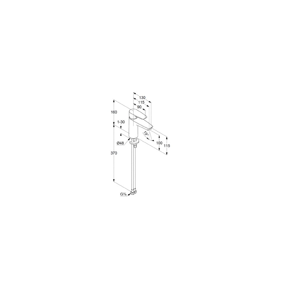 Смеситель для раковины KLUDI PURE&SOLID 342920575 без донного клапана хром
