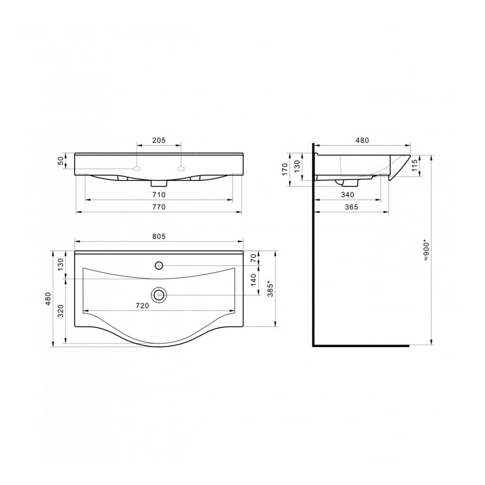 Тумба-умывальник НОРТОН 80 1A248901NT010 с раковиной Беверли 80 1WH302422