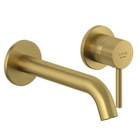 Смеситель для умывальника настенный KLUDI BOZZ SET 38245N076S брашированное золото + внутр. часть 38243