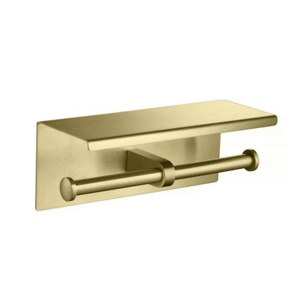 Бумагодержатель двойной с полкой Aquatek Оберон AQ4909BG, золото шлифованное