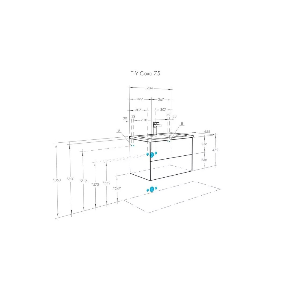 Тумба-умывальник СОХО 75 1A258101AJ9A0 Слэйт/Галька серая с раковиной Элина75 1WH501619 РАСПРОДАЖА витринный экземпляр