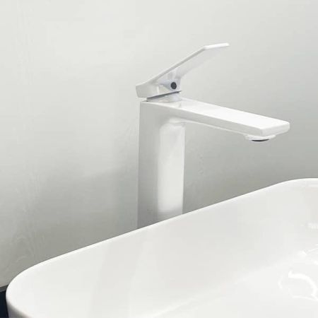 Смеситель для раковины высокий Comforty FC071B-CKBT, белый РАСПРОДАЖА витринный экземпляр