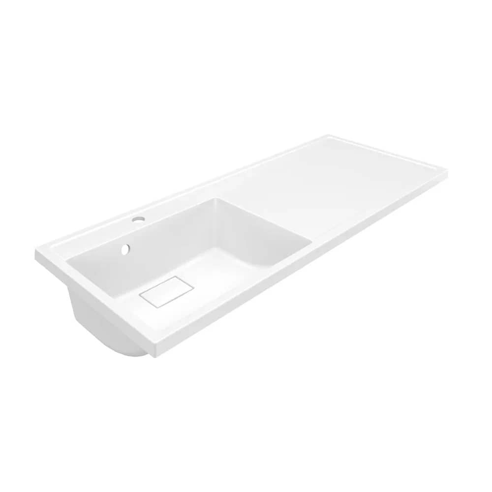 Тумба под стиральную машину с раковиной Uperwood Magenta 60/120 см 51930205150 подвесная, с дверцами, белая, левая