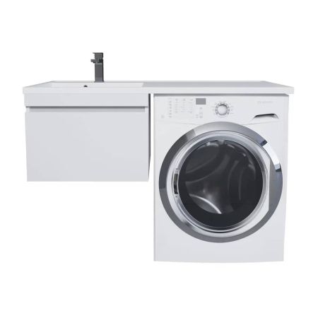 Тумба под стиральную машину с раковиной Uperwood Magenta 60/120 см 51930205153 подвесная, выдвижной ящик, белая, левая
