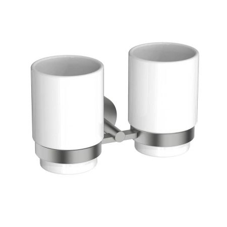 Стакан с держателем двойной Aquatek Бетта AQ4617BGM, оружейная сталь