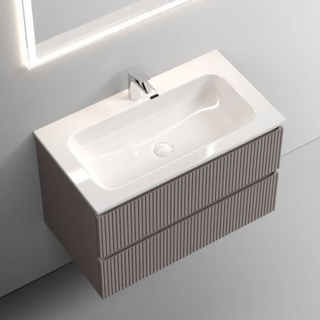 Тумба подвесная 79 см Sancos Snob T Doha Soft SNT80SM + раковина накладная Grace CN7012