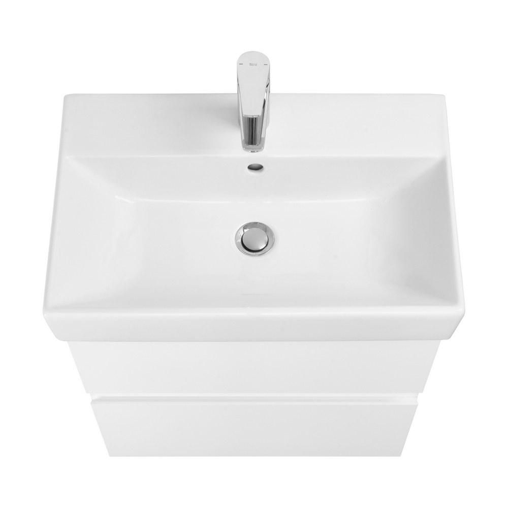 Тумба 60см Roca OLETA ZRU9307632 с 2 ящиками, белый глянец 857639806 с раковиной Jika PURE 8124260001041