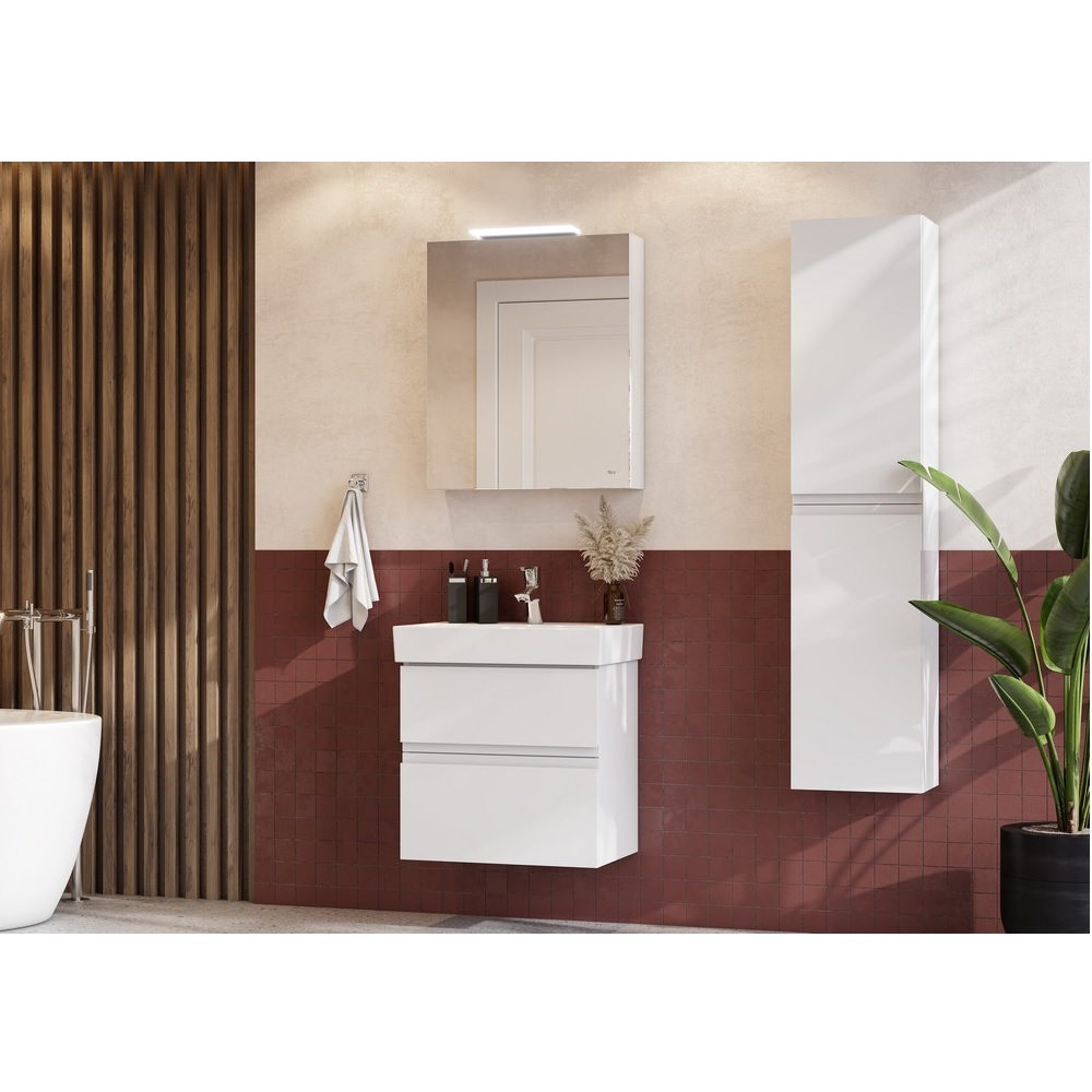 Тумба 60см Roca OLETA ZRU9307632 с 2 ящиками, белый глянец 857639806 с раковиной Jika PURE 8124260001041