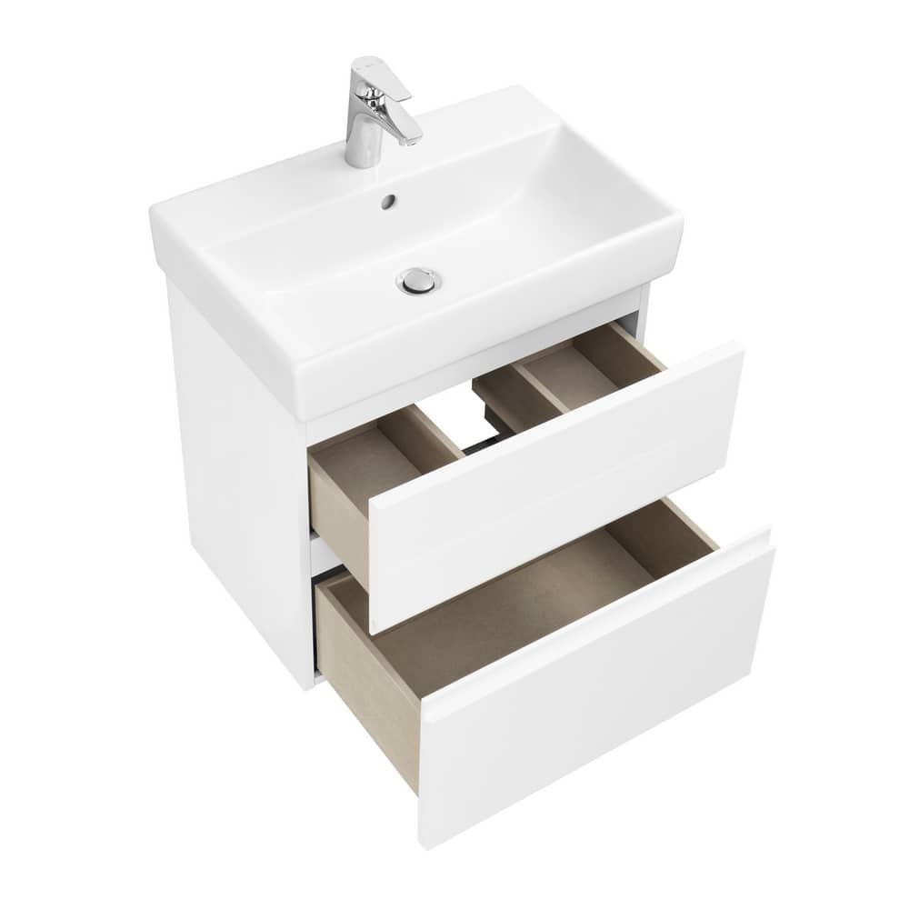 Тумба 60см Roca OLETA A857639501 с 2 ящиками, белый матовый с раковиной Jika PURE 8124260001041