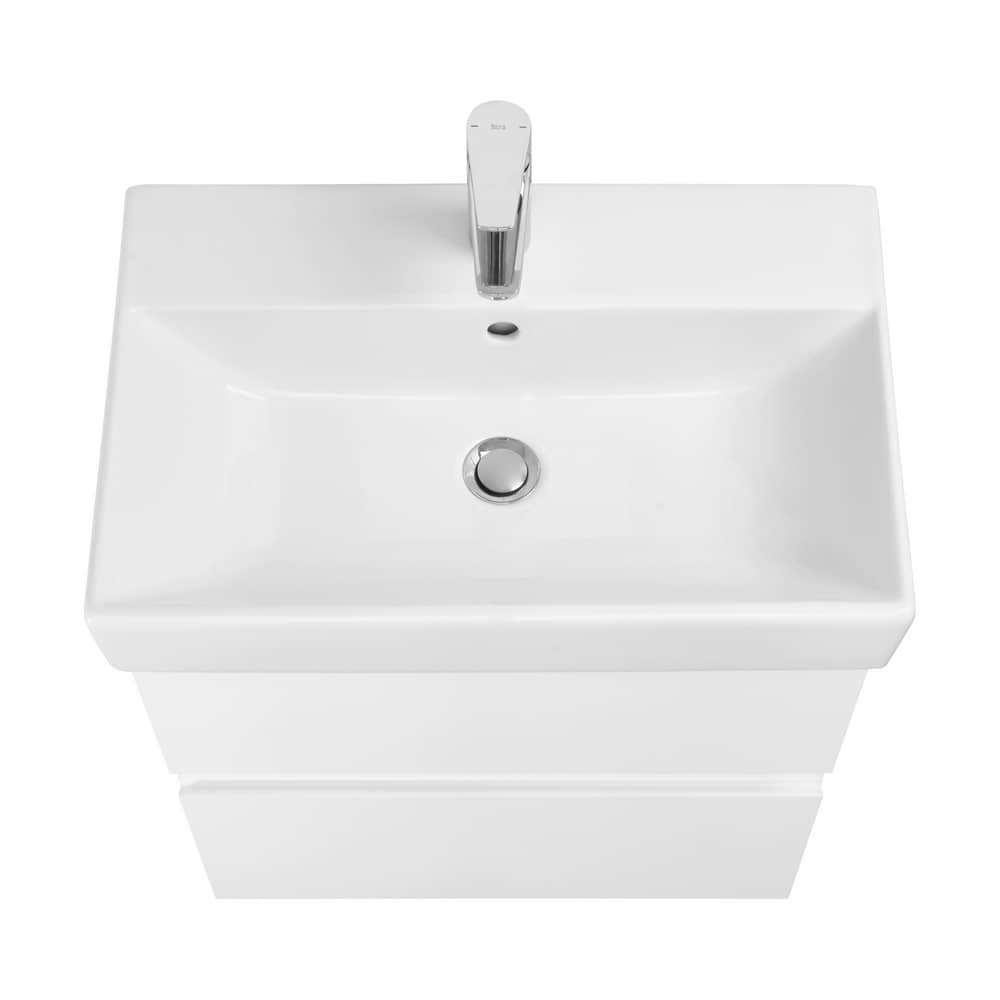 Тумба 60см Roca OLETA A857639501 с 2 ящиками, белый матовый с раковиной Jika PURE 8124260001041