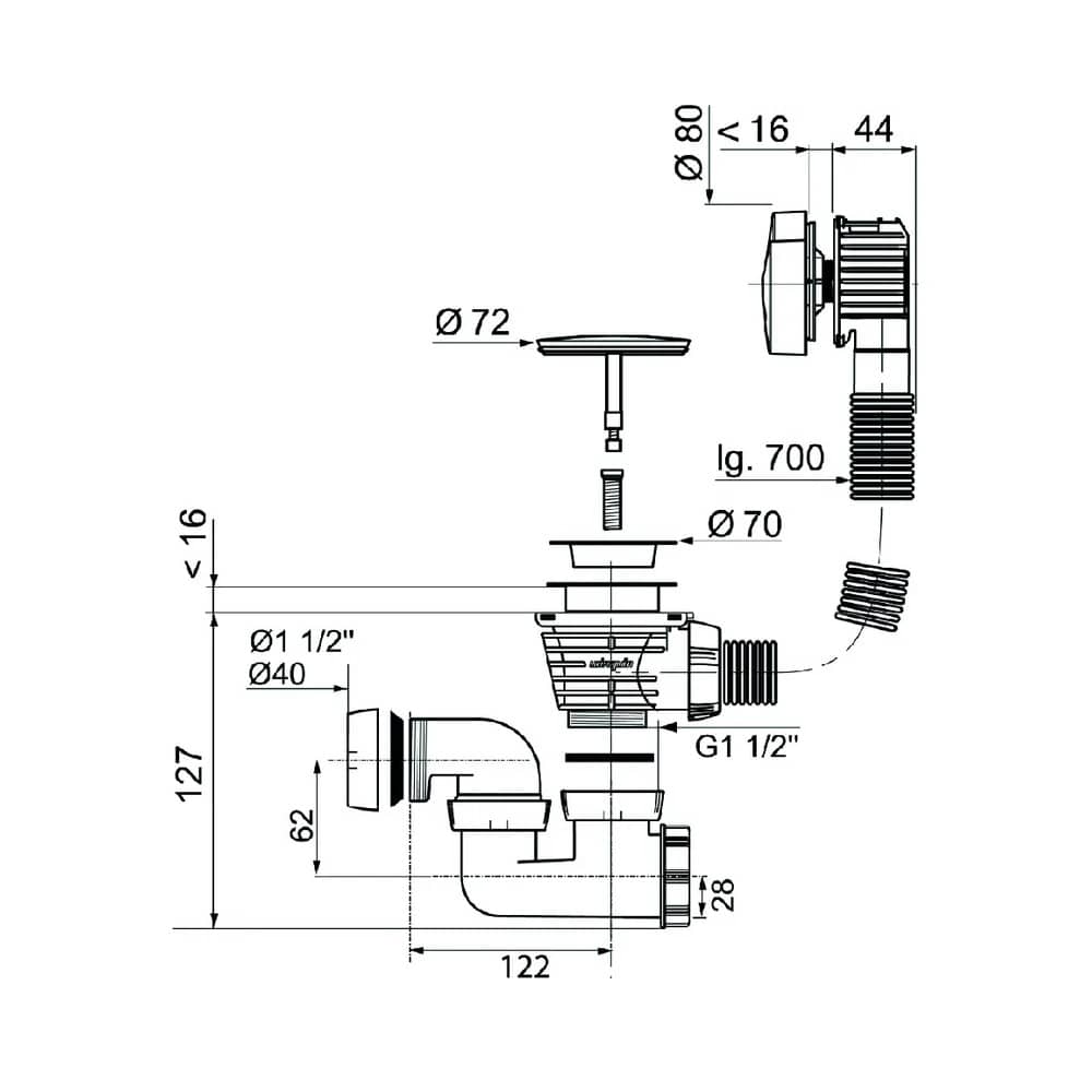 Слив-перелив на ванну Jacob Delafon E6D159-CP 70 см хром