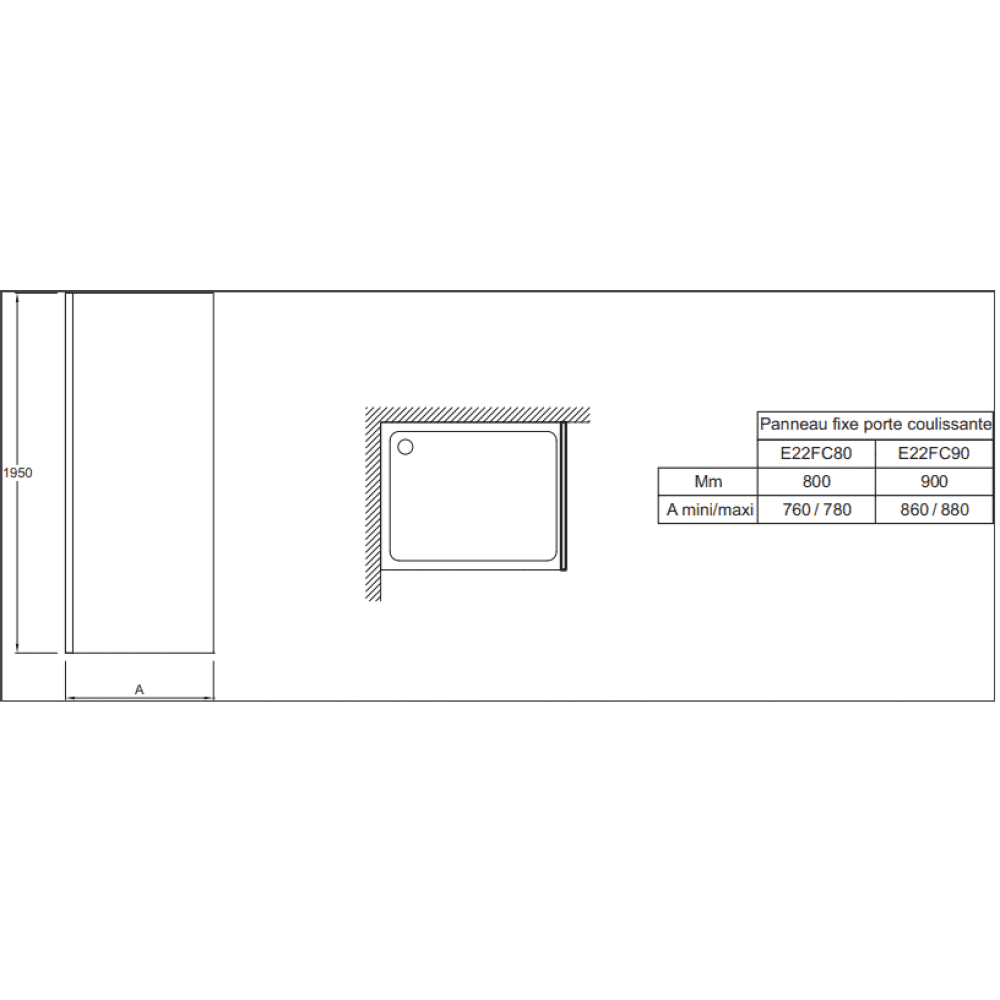 Панель CONTRA боковая 80х195 (прозр. стекло) E22FC80-GA