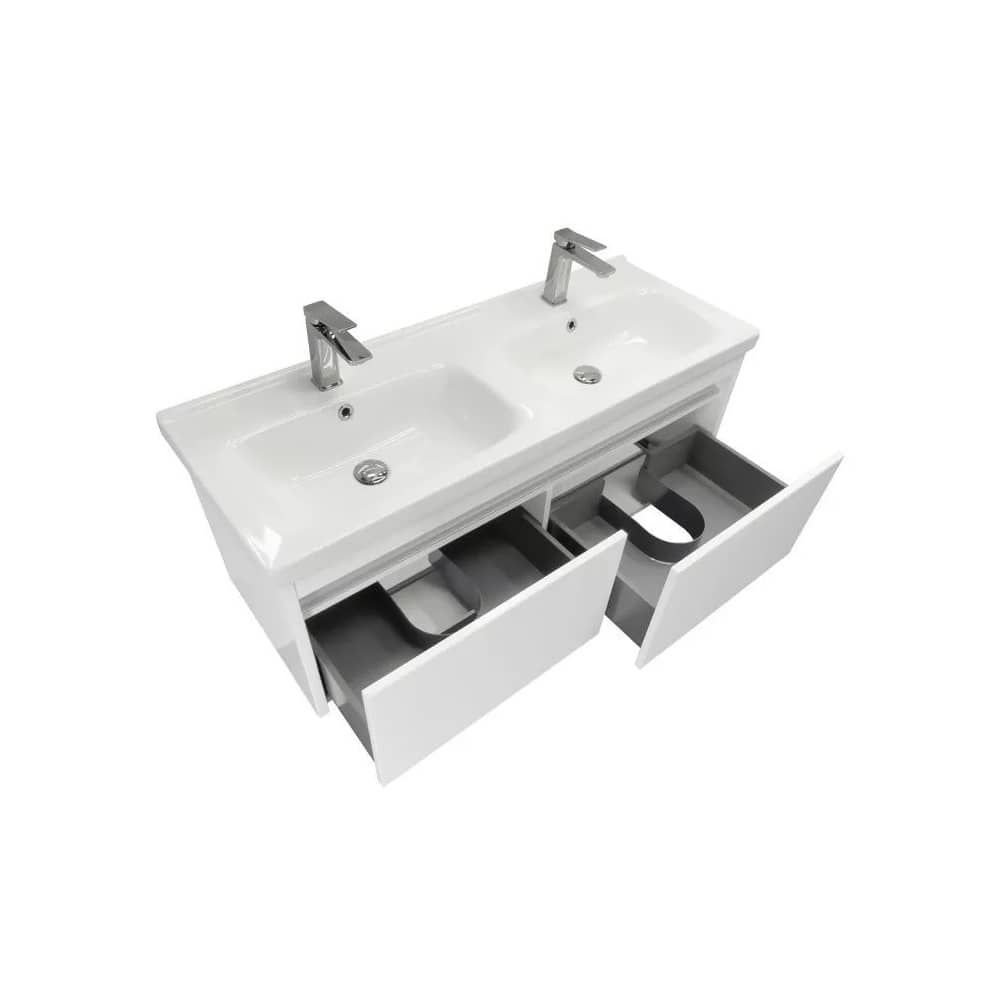 Тумба-умывальник с двойной раковиной 120 см Comforty Дублин-120 белый глянец