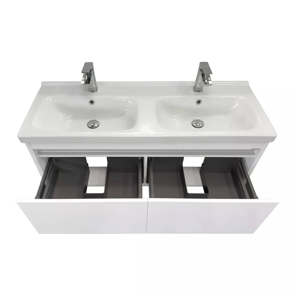 Тумба-умывальник с двойной раковиной 120 см Comforty Дублин-120 белый глянец