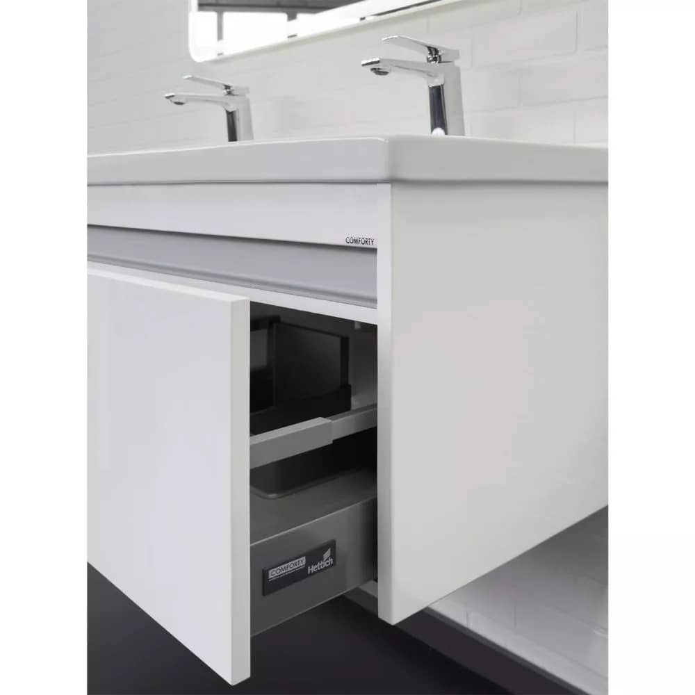 Тумба-умывальник с двойной раковиной 120 см Comforty Дублин-120 белый глянец