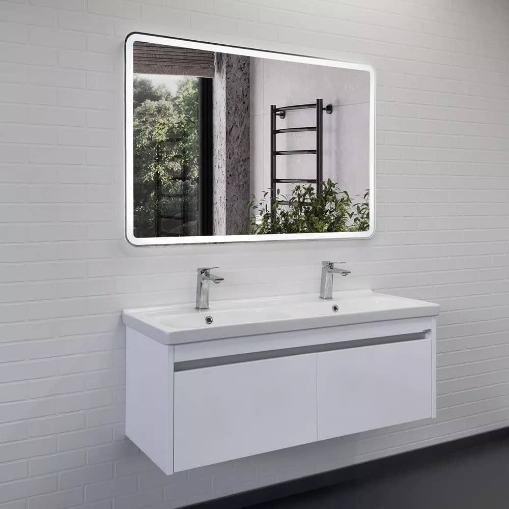Тумба-умывальник с двойной раковиной 120 см Comforty Дублин-120 белый глянец