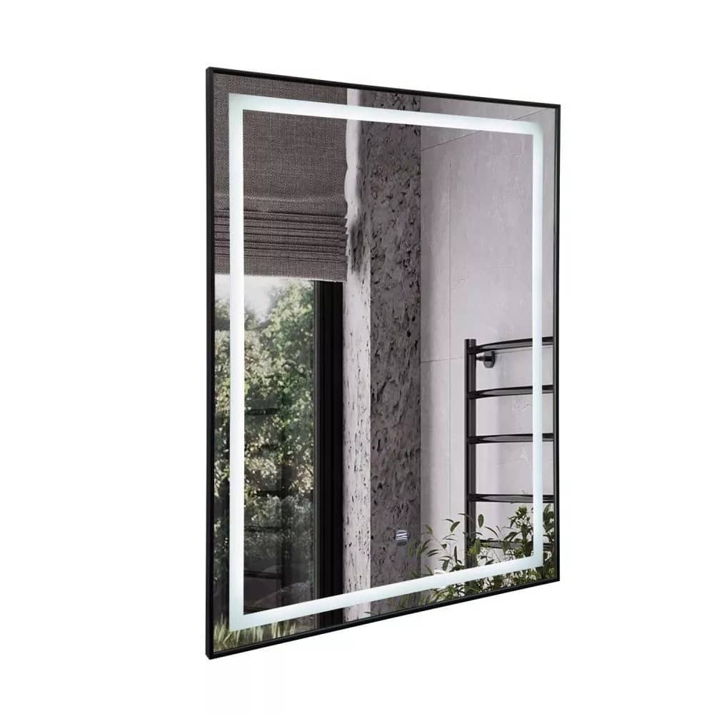 Зеркало в черной раме 60 см Comforty Онега 60 LED-подсветка, бесконтактный сенсор