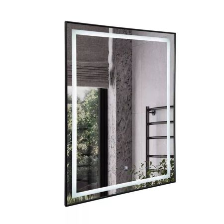 Зеркало в черной раме 60 см Comforty Онега 60 LED-подсветка, бесконтактный сенсор