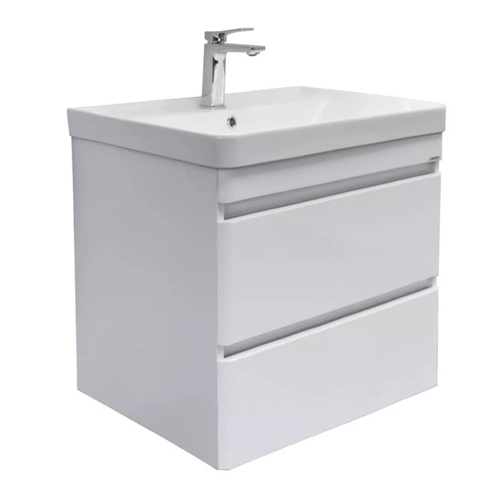 Тумба-умывальник подвесная Comforty Енисей-70П2 белый глянец c раковиной 4470