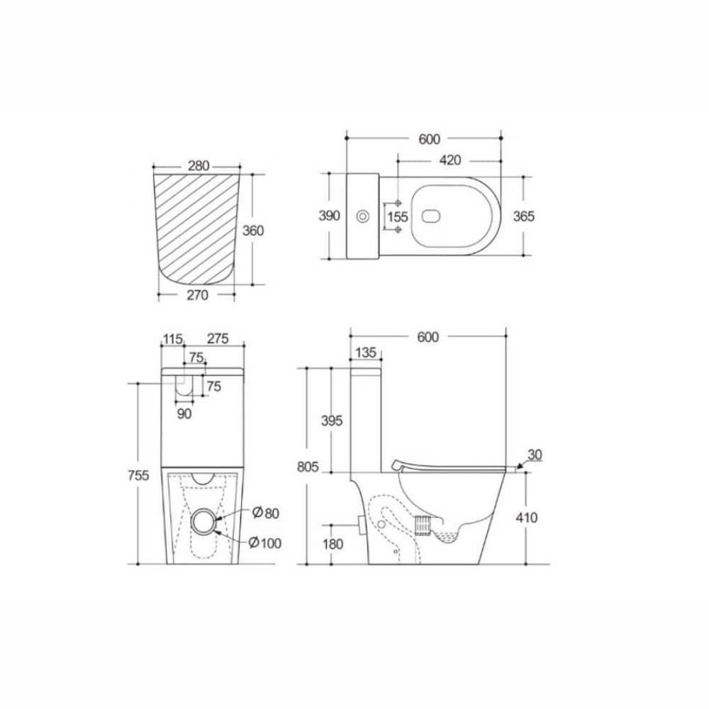 Унитаз-компакт напольный безободковый AQUATEK AQ2999T-00 Либерти, сиденье микролифт, смыв торнадо