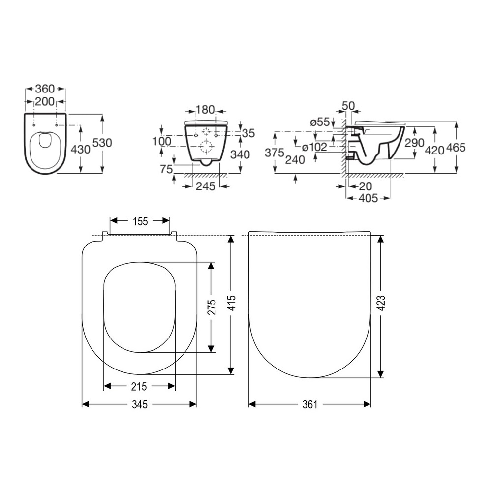 Унитаз подвесной безободковый Roca ONA Rimless 346687000 с крышкой-сиденьем микролифт ZRU9310293