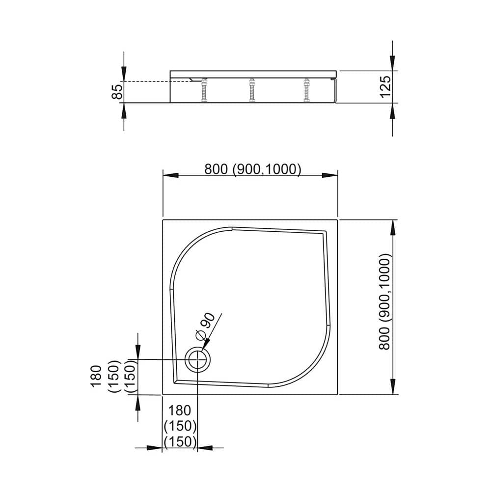 Душевой поддон Radaway Paros C900 90x90 см MBC9090-03-1 + панель MOC9090-03-1 РАСПРОДАЖА витринный экземпляр