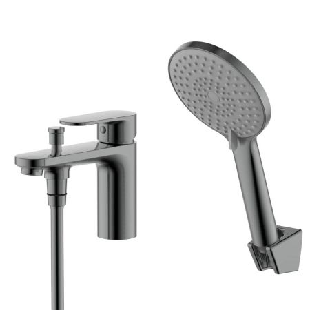 Смеситель врезной на борт ванны на 1 отв. Aquatek Ника AQ1844BGM, оружейная сталь