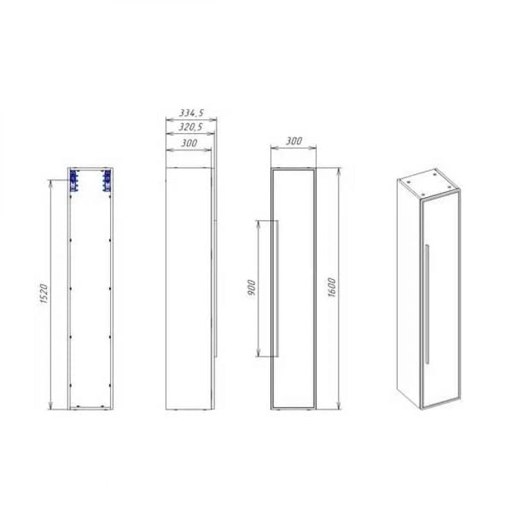 Пенал подвесной La Fenice Elba Blu Grigio FNC-05-ELB-BG-30 синий матовый 30, ручка черная