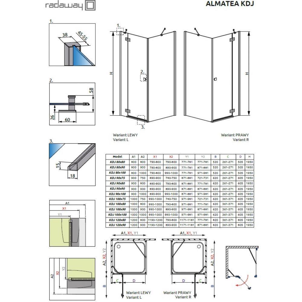 Душевое ограждение ALMATEA KWJ 100/R 100х100 32150-01-01 Душевое ограждение ALMATEA KWJ 100/R 100х100 32150-01-01
