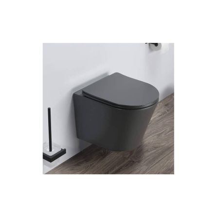 Унитаз подвесной Comforty 105MDH безободковый графит матовый + сиденье дюропласт softclose тонкое Унитаз подвесной Comforty 105MDH безободковый графит матовый + сиденье дюропласт softclose тонкое