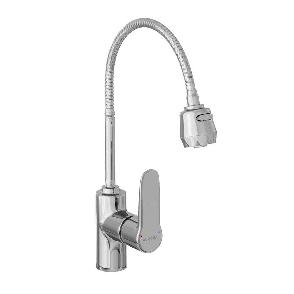 Смеситель для кухни AVRORA Kitchen AV9001 с высоким гибким изливом и двухрежимной лейкой, хром*** Смеситель для кухни AVRORA Kitchen AV9001 с высоким гибким изливом и двухрежимной лейкой, хром***