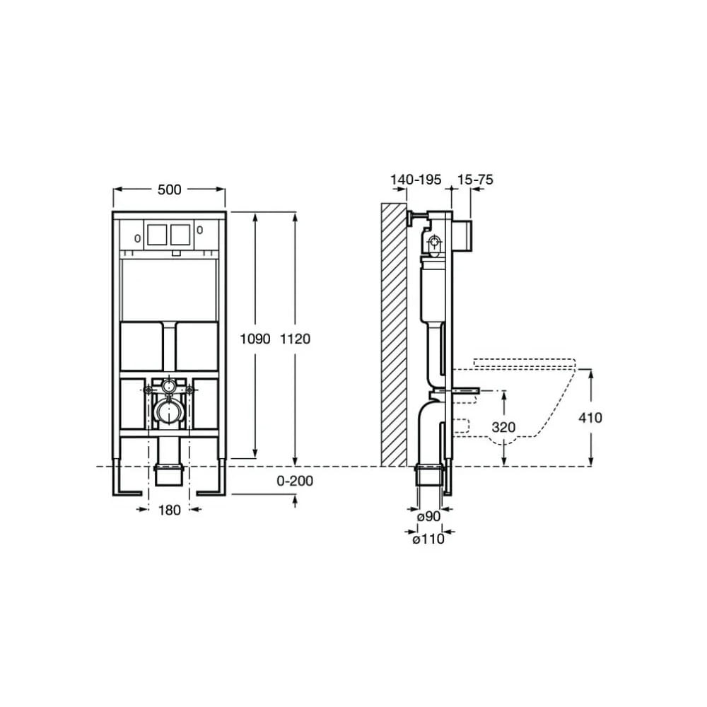 Комплект: инсталляция In-Wall для унитаза Roca 890090020 + клавиша 890096001 хром РАСПРОДАЖА витринный экземпляр
